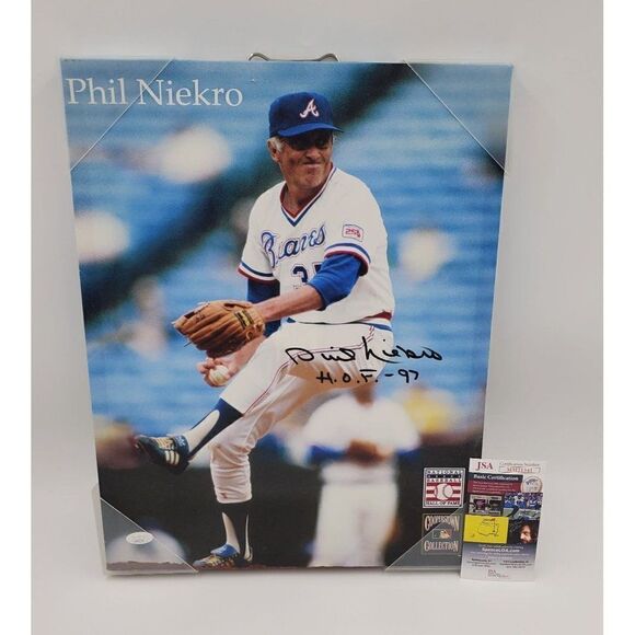 Other - Phil Niekro Signed Canvas HOF 97 Inscribed Atlanta Braves JSA COA